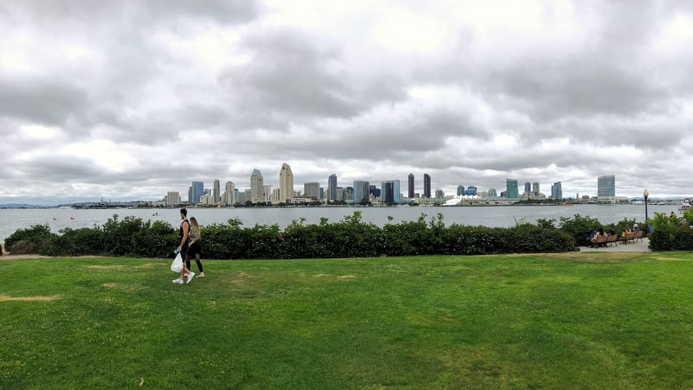 The downtown San Diego skyline seen across the bay from Coronado